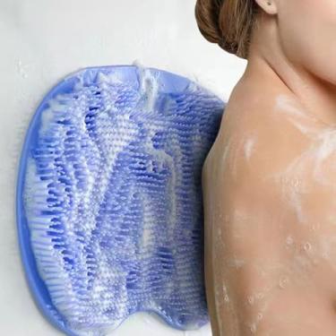 Imagem de Tapete para lavar os pés, casa de banho, tapete para esfregar as costas, tapete antiderrapante para lavagem dos pés, azul