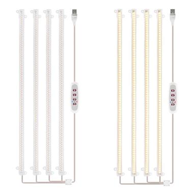 Imagem de Fitas de Luz Crescimento para Plantas LED 8W 168LED 4000K Lâmpada Brilhante com Timer 12H 16H 5 Níveis Brilho Ajustáveis Estufa Hidroponia Succulenta 4 Barras