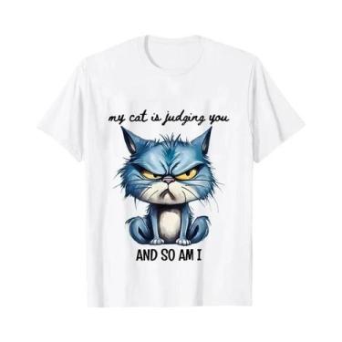 Imagem de Camiseta Feminina Sarcástica Com Gato Enfadonho, Camiseta Engraçada Pa