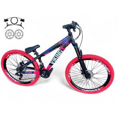 Imagem de Bicicleta Aro 26 Vikingx Tuff Freeride Downhill Freio Hidráulico 21v Alumínio Aros Vmaxx Pneu Flame-Unissex