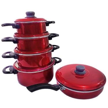 Imagem de Jogo de panelas completo com frigideira grande color reforçado para su