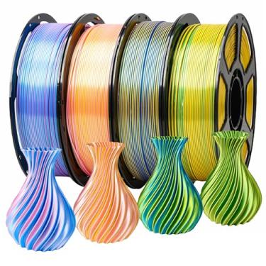 Imagem de YSJOMJHYS Pacote de filamentos de duas cores de seda de 4 kg, filamento brilhante de impressora 3D de 1,75 mm, precisão dimensional +/- 0,02 mm, embalado individualmente a vácuo, pacote de filamento