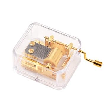 Imagem de 18 Notas Caixa de Música Acrílico Transparente com Manivela Manual DIY Ornamentos Musicais Mecânicos para Aniversário Festival