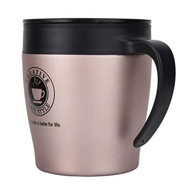 Imagem de Acouto Caneca de café Isolada Em Aço Inoxidável Com Colher e Tampa - Copo de Viagem Com Isolamento Térmico a Vácuo de 330ml Casa - Recipientes de Bebidas Isolados, Copos e Canecas (Ouro rosa)