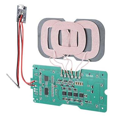 Imagem de Generic Carregador de Placa de Circuito de Transmissor de Carregamento Sem Fio de 3 Bobinas DIY para Telefones Padrão Qi Micro Interface Universal Luz de Respiração de Estrutura de Placa de 104 * 52