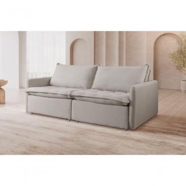 Imagem de Sofá Retrátil Cama Califórnia Para Sala 220 Cm linho Cinza Claro 101