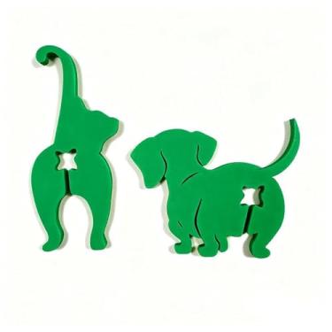 Imagem de 2 peças clipe de pão de bumbum - clipes de saco de comida reutilizáveis impressos em 3D acessórios divertidos de armazenamento de cozinha (verde) cão + gato