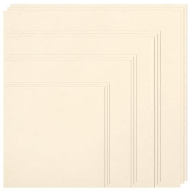 Imagem de XEmbro 12 peças de tecido de bordado bege para artesanato de vestuário bordado, tecido de algodão natural pré-cortado, 4 tamanhos diferentes quadrados de pano de bordado (5,9 a 30 cm)