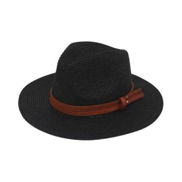 Imagem de Chapéu De Palha Feminino De Verão Respirável Estilo Panamá Jazz Acessó