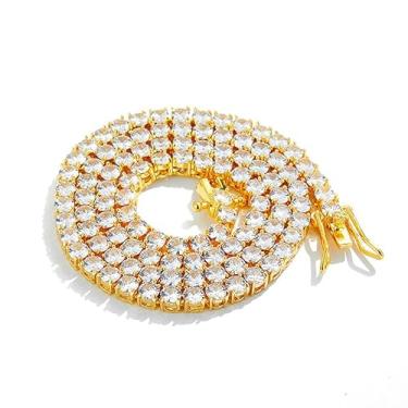 Imagem de Colar de corrente de tênis de diamante dourado e prata gelado para homens e mulheres, colares de strass para mulheres e adolescentes, correntes de elos cubanos e de 45 a 71 cm, 24in, Strass, Diamante