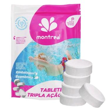 Imagem de Montreal Tablete Tripla Ação para Piscinas, Desinfetante Algicida Decantador, 200g, 5 Unidades