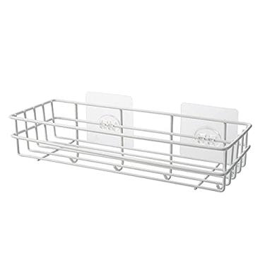 Imagem de Suporte de prateleira suspensa para banheiro para cozinha, quarto banheiro maquiagem cesta de armazenamento (cor: branco)