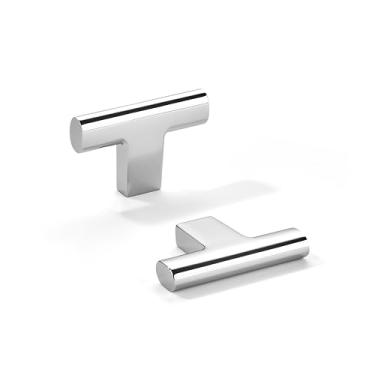 Imagem de khtumeware Pacote com 10 maçanetas de armário cromadas polidas, alça de gaveta de cozinha sólida, ferragens para banheiro, gaveta, armário, armário de porta