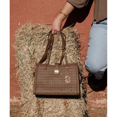 Imagem de Bolsa Feminina Chenson Cristal Monograma Coração - Alça de Ombro - Café 3485400