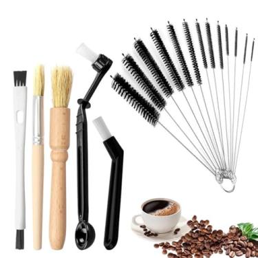 Imagem de Conjunto de 18 peças de escovas de limpeza de máquina de café, escovas de moedor de café, escovas de cabeça dupla, escovas umidificadoras, escovas matadoras de mosquitos e escovas pequenas