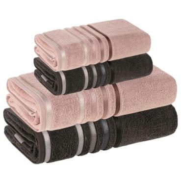 Imagem de Jogo De Toalhas Karsten Banhão Gigante + Rosto Fio Penteado Lumina 4 Peças (Pétala com Carbono)