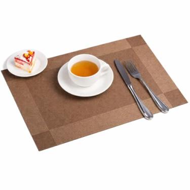 Imagem de Jogo Americano 6 Peças Retangular Mesa Posta Limpeza Fácil 45x30cm (Marrom Escuro)