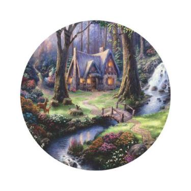 Imagem de Painel De Tecido Sublimado Redondo Floresta Encantada Branca de Neve C