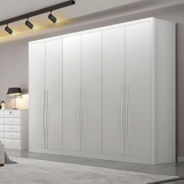 Imagem de Guarda-roupa Casal 6 Portas e 6 Gavetas 100% Mdf Reno 276x236cm Branco