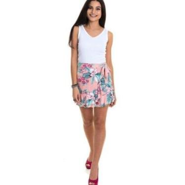 Imagem de Saia Malha Estampada  Babados Amarração Cós - Serena-Feminino