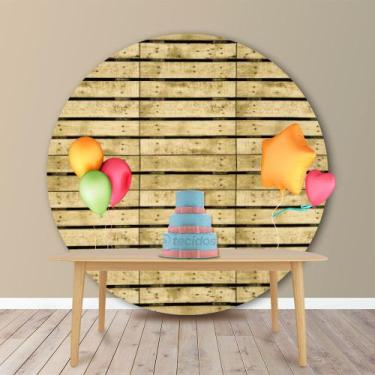 Imagem de Painel Redondo em Jacquard Estampado Madeira Pallet, 2,20, 2,20