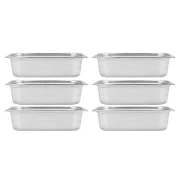 Imagem de Kit Seis Cubas Gastronomica Padrão Gn 1/4 100mm Inox sem Alça Weck