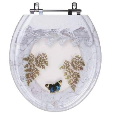 Imagem de Acento Sanitário Deca Oval Branco com Borboleta Azul - Pontto Lavabo