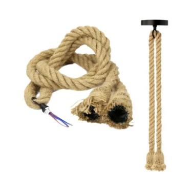 Imagem de Luminária Pendente De Teto Retrô Com Corda De Cânhamo Base E27 Estilo 