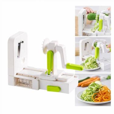 Imagem de Fatiador Espiral Cortador Ralador Com 5 Laminas Fazer Macarrao Legumes  Vegetais Mesa Bancada