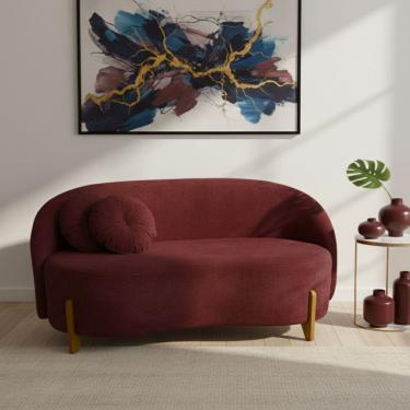 Imagem de Sofá Orgânico 2 Lugares C/2 Almofadas Curvo Sala Recepção Amsterdã Suede Bordô - Montan...