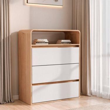 Imagem de Cômoda 3 Gavetas Aurora Carvalho Marrom/ OFF White