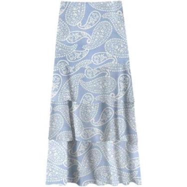 Imagem de Saia Longa Estampada Com Babados E Cintura Alta-Feminino