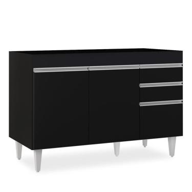 Imagem de Balcão Gabinete 120cm 3 Portas 2 Gavetas Michigan Preto - Lumil
