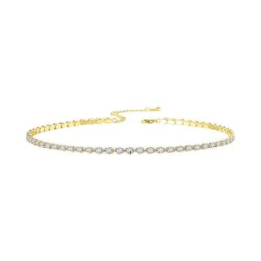 Imagem de Colar Choker Oval De Cristal Dourado Para Mulheres, Joias De Moda Para