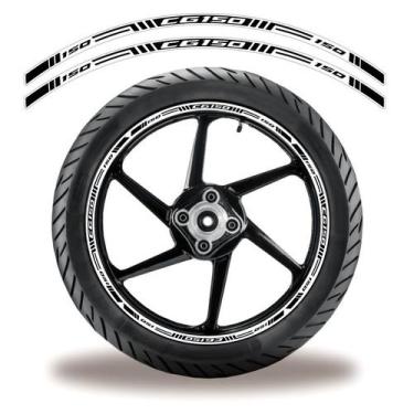 Imagem de Friso de roda adesivo refletivo honda cg 150  branco e preto - Cobra M