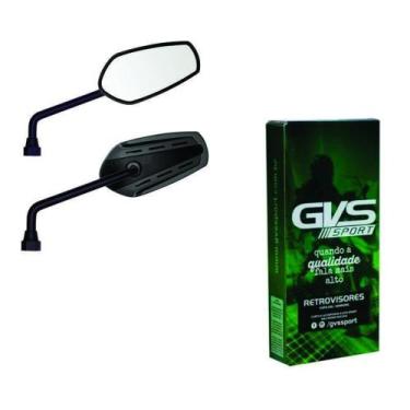 Imagem de Retrovisor Moto Gvs Gtx Lente Plana Preto Com Preto Par H - Gvs Sport