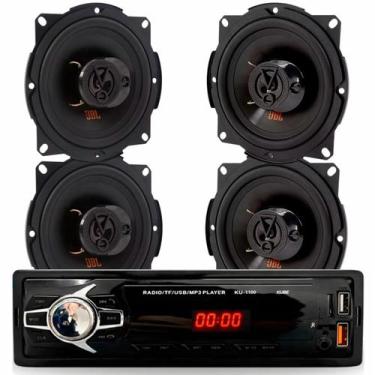 Imagem de Kit Rádio Automotivo MP3 Kube KU 1100 Bluetooth com 4 Alto Falantes JB