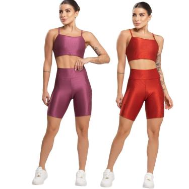 Imagem de KIT 2 Conjunto Fitness Top e Bermuda Com Bolso Bella Fiore Academia Treino Moda Feminin...