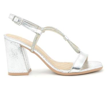Imagem de Sandalia Feminina Ramarim 2441201 Salto Fivela Social Casual, 37, Prat