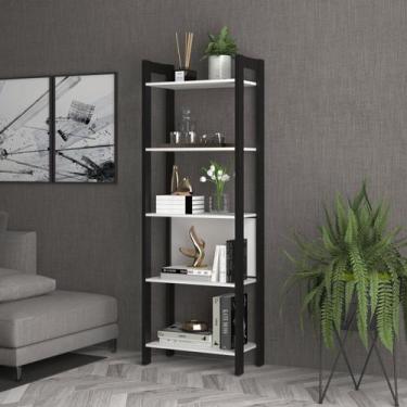 Imagem de Estante de Livros 65CMX184,7cm Multiuso Haia Yescasa Branco/Preto