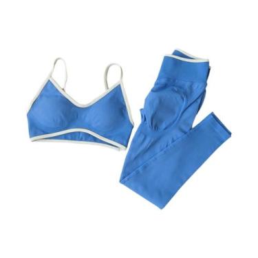 Imagem de Conjuntos De Yoga Sem Costura Para Mulheres, Leggings De Fitness, Suti