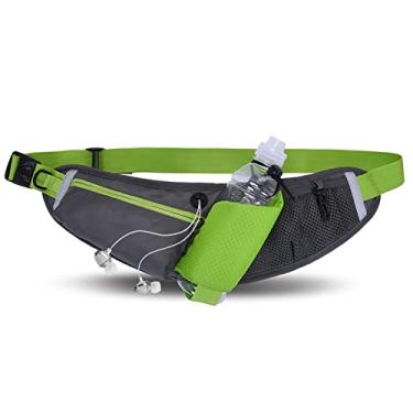 Imagem de Cinto de cintura de hidratação para corrida com suporte para garrafa de água Refletivo ajustável esportivo Fanny Pack Cinto de cintura de corrida portátil para corrida de ciclismo e caminhada - verde