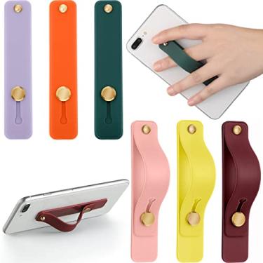 Imagem de Weewooday 6 peças de suporte de telefone celular alça telescópica para dedo suporte universal para a maioria dos smartphones (cores brilhantes)