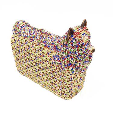 Imagem de Boutique De FGG Bolsa clutch feminina formal de cristal para noite Minaudiere Poodle Wedding Strass, Mini, Multicolorido 2, Small