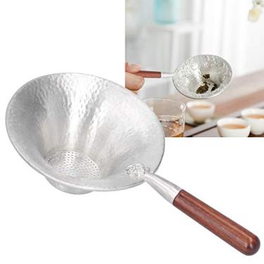Imagem de Coador de chá para chá de folhas soltas e especiarias inovadoras em estilo japonês de malha fina infusor de folhas de chá dispositivo de preparação para escritório em casa (escorredor de chá com cabo de mogno)