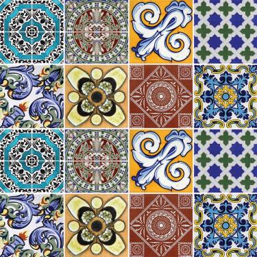 Imagem de Adesivo de Azulejo - Ladrilho Hidráulico - 15cm x 15cm - 16un - 313Azme