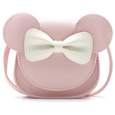 Imagem de HXQ Bolsa transversal com laço de orelha Little Mouse, bolsa de ombro de poliuretano para crianças e meninas, rosa, Little