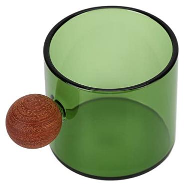 Imagem de Copo de café de vidro transparente, copo de café de vidro de aderência confortável suave e resistente ao calor redondo para escritório para bar para festas (verde)