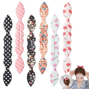 Imagem de Casualfashion 6 peças Magic Rabbit Ear Sponge Espuma Donut Holder Twist Hair Styling Curl Bun Maker Penteado Ferramenta essencial