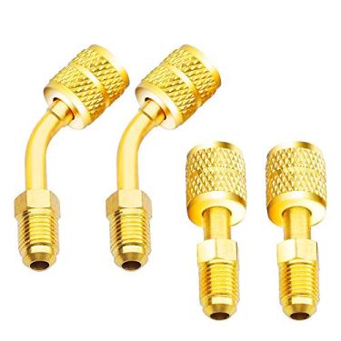 Imagem de Zoizocp Adaptador R410A 5/40.6 cm SAE fêmea para alargador SAE macho de 1/10.2 cm para condicionadores de ar HVAC, 2 adaptadores (1 reto + 1 angular)